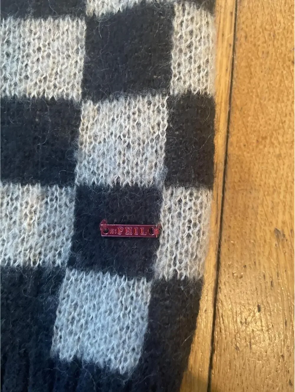 Philanthropy Checkerboard Oversized Cardigan SweaterSmall Black Grandpa Grunge